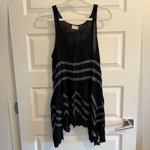 Free People Black and Gray Striped Slip Dress